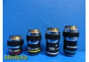 AccuScope 3002 Assorted Color Coded Objective Lenses(Red,Yellow,Blue,White~18125